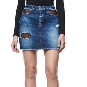 Good American Fishnet Denim skirt